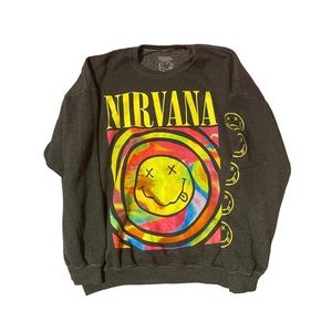 urban outfitters nirvana sweatshirt in dark gray/black, size s/m